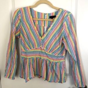 3 for $25---J.Crew rainbow striped peplum top size 8